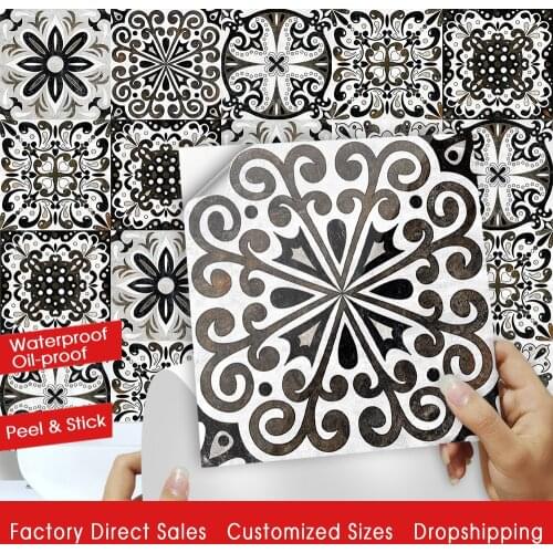 10pcs/set Floral Texture Crystal Hard Floor Tile Wall Sticker Kitchen Home Decoration Wallpaper Waterproof Ground PVC Art Mural