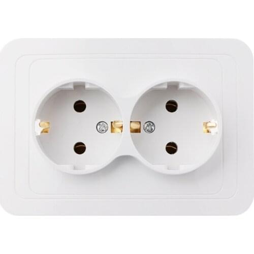 220V/16A 118x80mm EU Double Ground Socket Household Industrial Power Outlet
