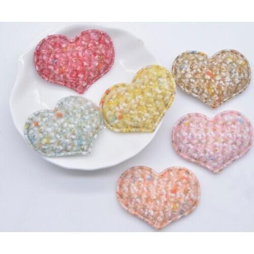 36Pcs 40*32mm Padded Plush Patches Heart Applique for Handmade Clothes Hat Sewing Supplies DIY Hairpin Hair Band Accessories N17