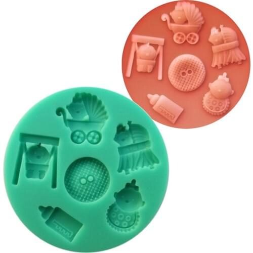 3D Silicone Baby Carriage Shape Sugarcraft Cookie Cupcake Chocolate Baking Mold Fondant Cake Decorating Tools