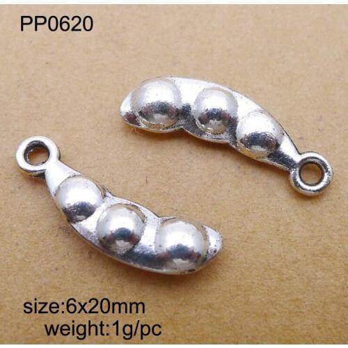 50pcs/lot Alloy Charms Antique Silver Plated Alloy Pease Charm Pendant Handmade Hanging Crafts 6x20mm