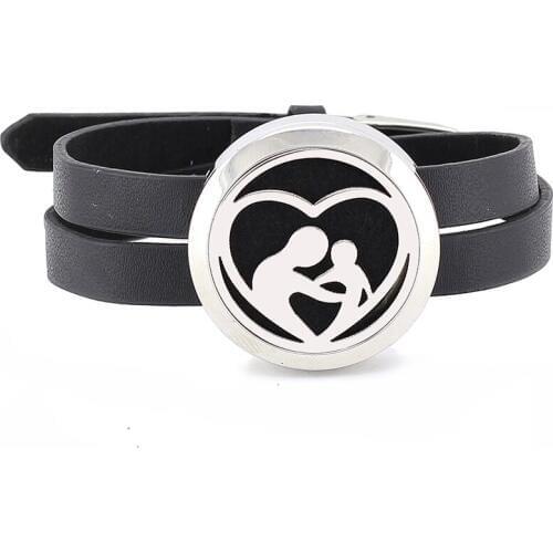 Free with Felt Pads! Hot 30mm Silver color Twist 316L Stainless Steel Aromatherapy Perfume Locket Bracelet with PU Leather Band