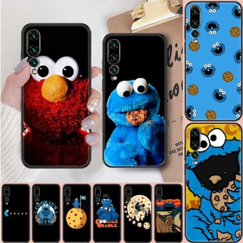 Cookie Monster Sesame Street Cartoon Phone case For Huawei P Mate P10 P20 P30 P40 10 20 Smart Z Pro Lite 2019 black luxury shell