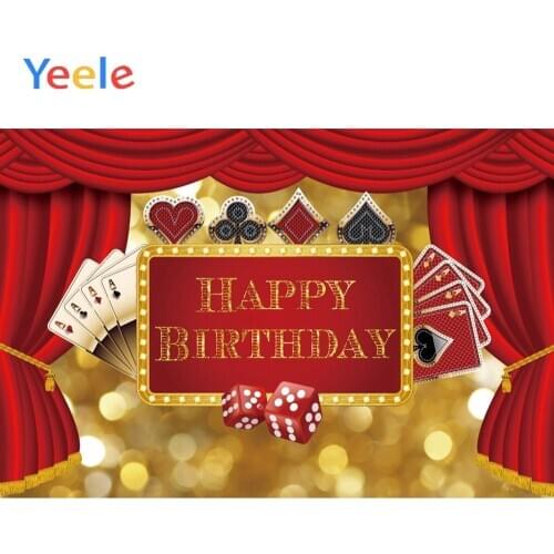 Yeele Birthday Party Decor Poker Casino Dice Photography Backgrounds Personalized Text Photographic Backdrops For Photo Studio