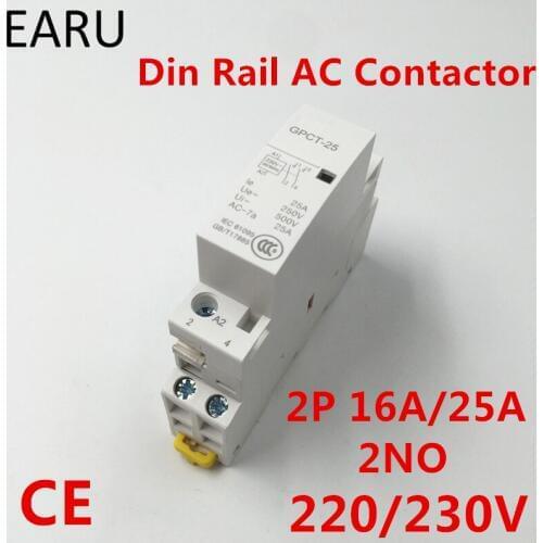GPCT1 2P 16A 25A 220V/230V 50/60HZ Din Rail Household Ac Contactor 2NO for Household Home Hotel Resturant