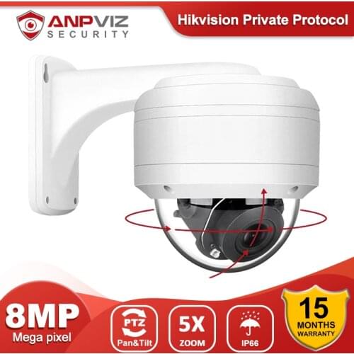 Anpviz 4K 8MP 5X Dome POE PTZ IP Camera Optical Zoom 2.7-13.5mm with Audio Outdoor IP66 Weatherproof IR 35m Onvif H.265 P2P