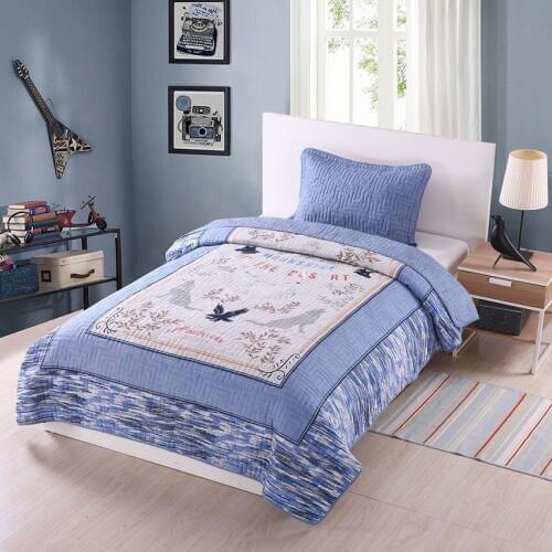 CHAUSUB Kids Bedspread Quilt Set 2pcs/3pcs Printed Washed Cotton Quilts Bed Cover Pillowcase Twin Queen Size Boys Coverlet Sets