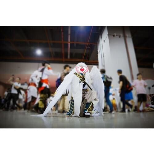 Beautiful white red cartoon feather angel wings Fashion show Displays wedding shooting props Cosplay game costume Catwalk model