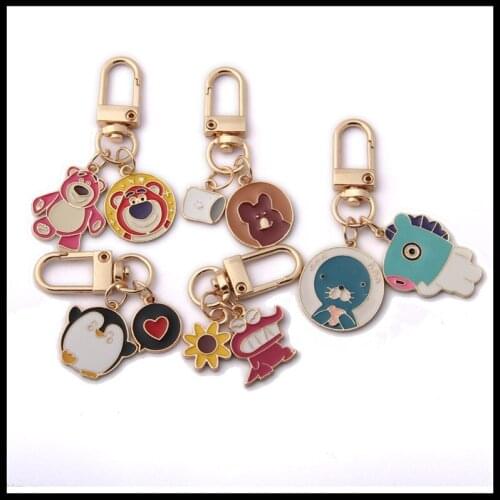 Creative Cute Cartoon Strawberry Bear Sea Lion Penguin Keychain Bag Car Pendant Key Chain