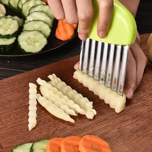 Kitchen Tools Stainless Steel Vegetable Corrugated Cutter Slicer Potato Chips Corrugated Kitchen Knife wrinkled potato chips 1PC
