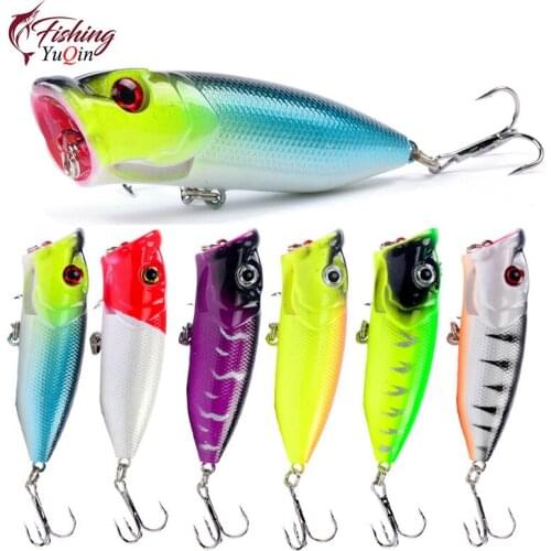 Hot 1pcs Fishing Lures 6.5cm/12g Topwater Popper Bait 6 Color Hard Bait Artificial Wobblers Plastic Fishing Tackle with 6# Hooks