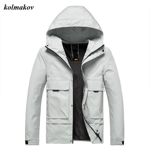 2020 New Arrival Spring Style Men Hooded Leisure Jacket Coat High Quality Solid Single Breasted Mens Trench Jacket Dress M-4XL