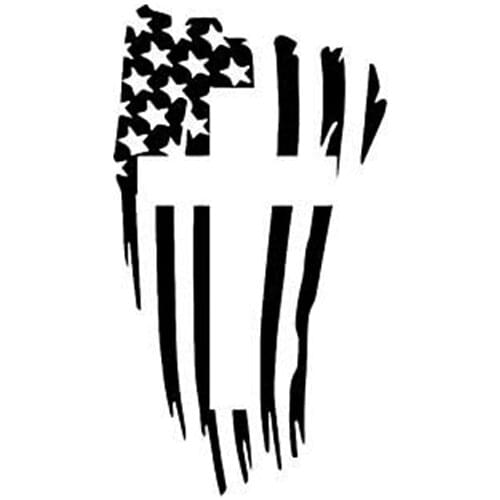 American Flag and Cross Decal Vinyl Sticker for Cars Trucks Vans Walls Laptop,13cm*8cm