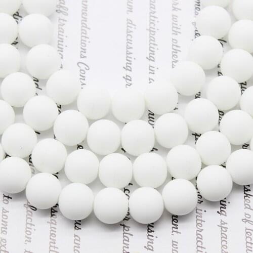 Natural Matte White Glass Stone Beads Round Loose Spacer Beads For Jewelry DIY Making Accessories Bracelet 15" 4/6/8/10/12mm
