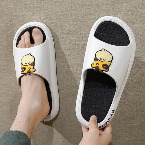 Women Slippers Cartoon Non-Slip Bathroom Slippers Open Toe House Slippers Thick Sole Slide Sandals Men Couple Children Shoes