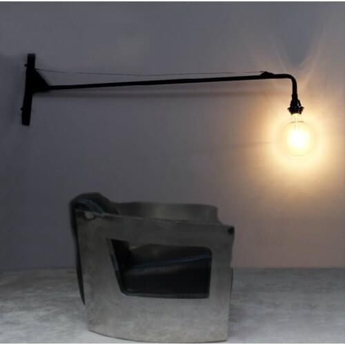 Nordic Simple Long Arm Restaurant Wall Lamp Black Creative E27 Warehouse Bedroom Cafe Attic Decorative Light Bar LED Lights