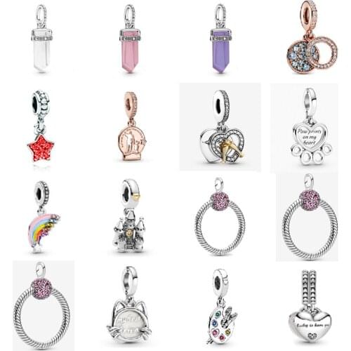 NEW 2021 100% 925 Sterling Silver Stars Rainbow Charm Pendant Fit DIY Original Bracelet Fshion Jewelry Gift