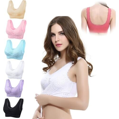 In2it Solid Color Bra Cross Side Buckle Without Rims Gathered Sleep Non-adjusted Straps Front Closure Sexy Lace Bras Lingerie