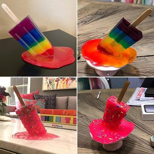 Ice Cream Resin Ornaments - Artificial Lollipop Melting Popsicle Sculpture