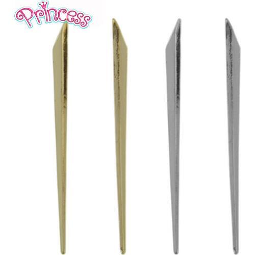 2019 Popular Punk Gothic Gold/ Tone 3.7" Long Stick Triangle Stud Cool Fashion Earring Jewelry (for 1pair) AGF