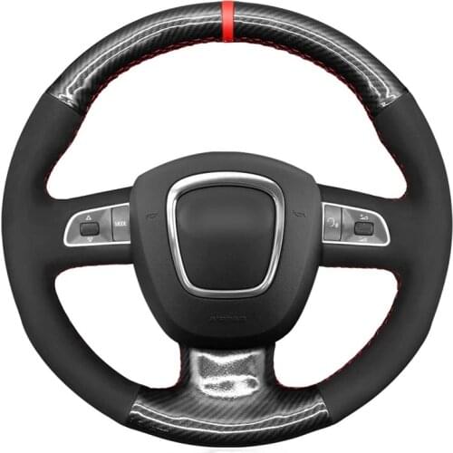 Hand Sew Black Suede PU Carbon Fiber Car Steering Wheel Cover for Audi A1 8X A3 8V Sportback A4 B8 Avant A5 8T A6 C7 A7 G8 A8