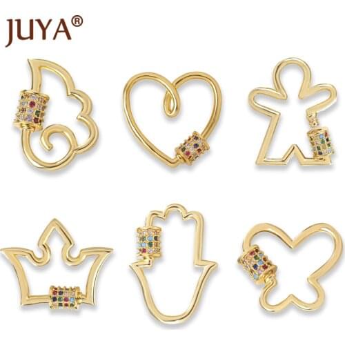Cute Shape Gold Clasps For Women Handmade Necklace Bracelets Makings Copper With Zircon DIY Jewelry Accessories