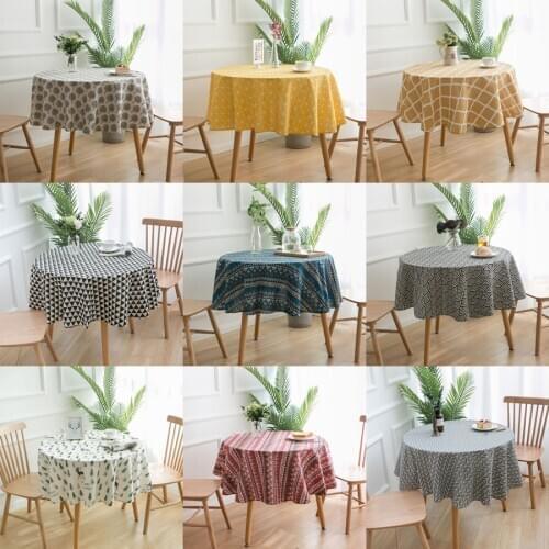 Table Cloth Linen cotton Tablecloth for Round Coffee Tree Table Home Kitchen Dining Decor Design Christmas Elk Printing Korean