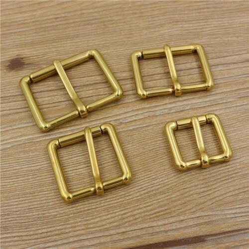 Solid brass leather craft bag belt pin buckle with roller tube 6pcs/lot