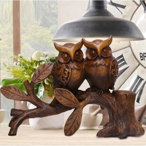 VINTAGE HOME DECOR NORDIC RESIN CRAFTS ANIMAL FIGURINES EUROPE LIVING ROOM ACCESSORIES HOGAR DESK DECORATION FENG SHUI OWL R2312