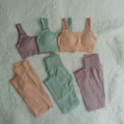 2PCS Energy Seamless Yoga Sets Women Gym Fitness Suits High Waist Leggings Bra Push Up Yoga Set Running Sportswear Tops Pants