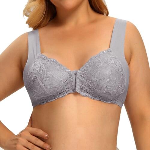 Plus Size Bra Sexy Bralette Crop Top Underwear Push Up M-6XL Seamless Sexy Bra Lace Front Closure Comfort Brassiere Lingerie