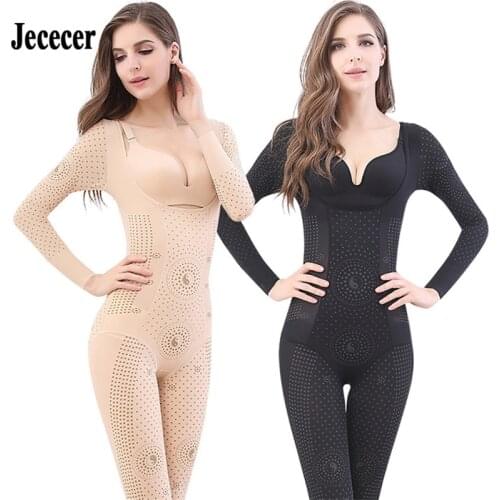 Long Sleeve Full Body Shapewear Bodysuit Waist Trainer Control Tummy Slim Arm Legging Push Up Bust Women Weight Loss Underwear