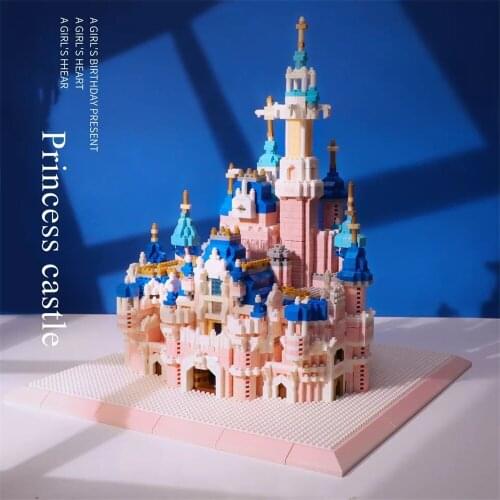 ZKR 7830 Mini World Stars of Building Fantasy Castle Model Set Pink Castle Micro Mini Blocks Building DIY Brick 3600pcs Toys