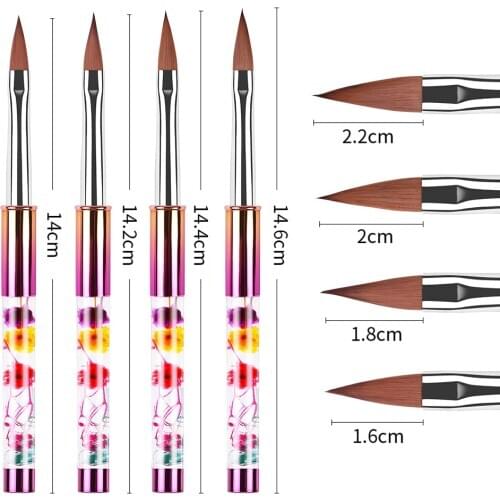 1 Set Nylon Round Hair Nail Art Brushes For Acrylic UV Gel Extension Builder Pen Painting Drawing Flower Manicure Tips Tools