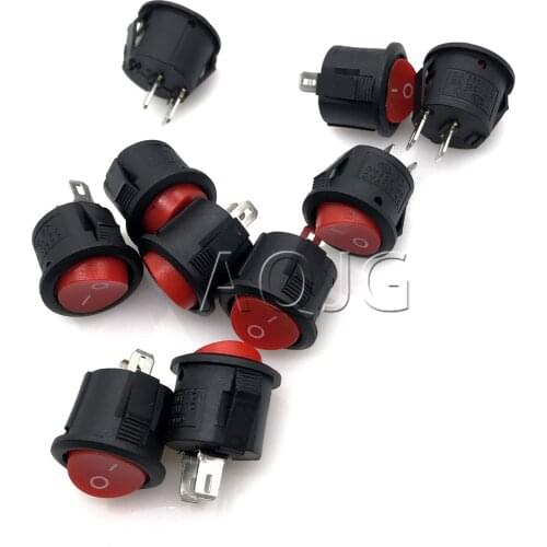10Pcs 23mm Round Black 4 Pin 10A/125V 6A/250V AC 2 Position DPDT ON-OFF Rocker Switch Snap-in