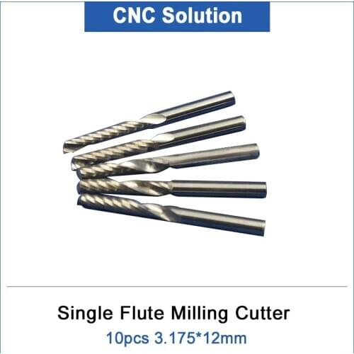 10pcs 3.175 Carbide CNC Milling Cutters Tools Single Flute Spiral Bit Router End Mill CED 3.175mm CEL 12mm