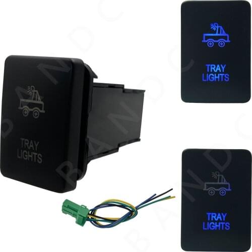 With Jumper Wire, Car TRAY LIGHTS Push Switch With Dual BLUE Led Lamp for Toyota Hilux 09/2015-Current, Auto Replacement, 3A 12V