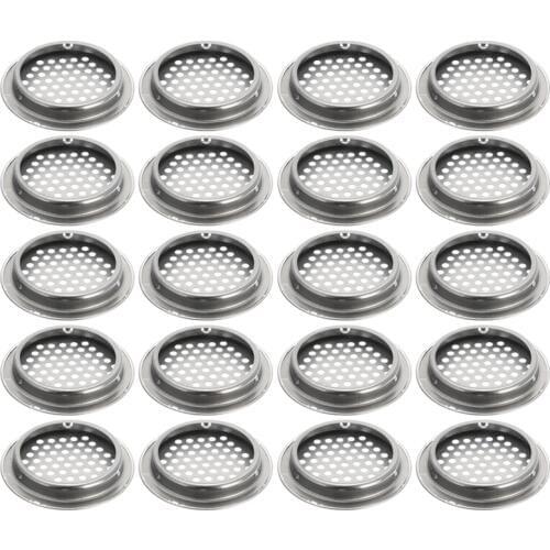 20pcs Air Vent Grille Cupboard Exhaust Ventilation Grille Set Stainless Steel Slotted Grille For Wardrobe Air Circulation Parts