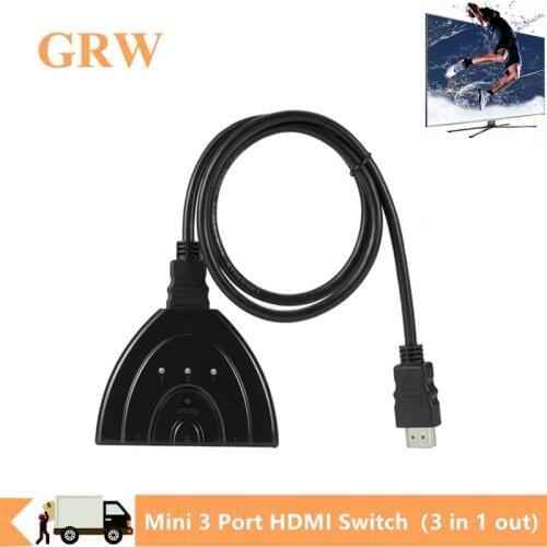 3 Ports HDMI Splitter Adapter Mini 3 Ports HDMI Splitter 1080P Switcher 3 in 1 out Port Hub for HDTV for PS4 Mini HDMI Switcher