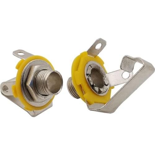 5/10Pcs 2 Pole Mono 6.35mm 1/4" Female Jack Audio TS Panel Socket Without Switch Nickel-plated Solder Connector