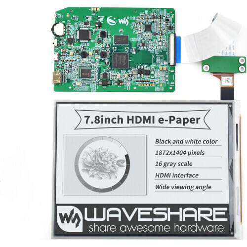 7.8inch E-Paper E-Ink Display, HDMI Display Interface, 1872×1404 Pixels, Supports Raspberry Pi/Jetson Nano/PC