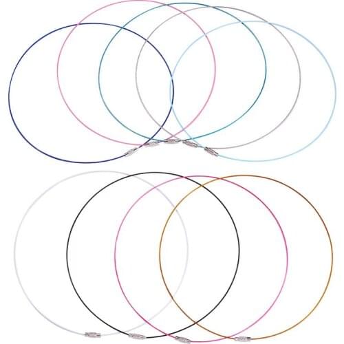 Pandahall 9pc Stainless Steel Wire Necklaces Cord with Brass Screw Clasp Mixed Color DIY Jewelry Making Necklace