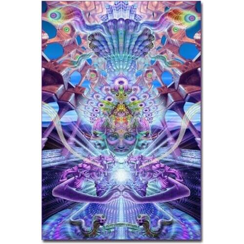 Art Print Psychedelic Trippy Visual Mind Painting God 14x21 24x36 27x40 Inch Silk Poster Wall Canvas Decoration X-559