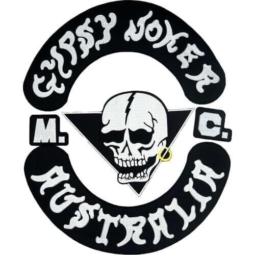 GYPSY JOKER AUSTRALIA BACKING Embroidered punk biker Patches Clothes Apparel Accessories Badge 5 PCS/SET