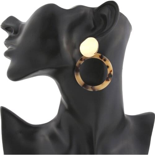 Bohemian Stud Earrings 2020 Fashion New Earrings Acrylic Acetate Plate Leopard Pattern Long Circle Earrings Women Wholesale