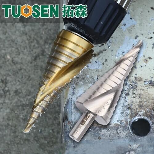 HSS Titanium Step Drill Bit 4-12/4-20/4-25/4-32mm Step Cone Cutting Tools Steel Woodworking Metal Drilling Set High Speed Steel