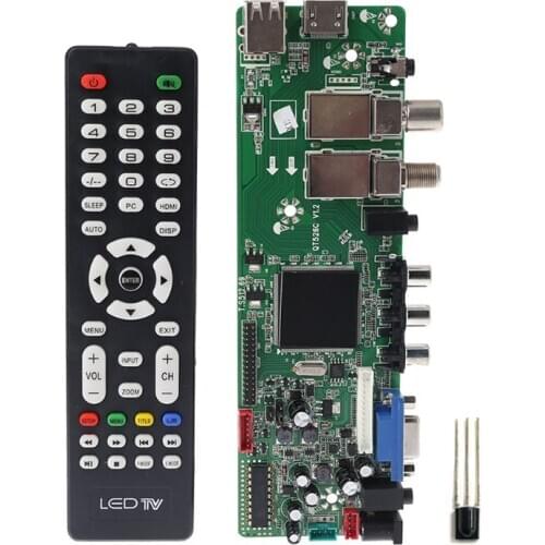 DVB-S2 DVB-T2 DVB-C Digital Signal ATV Maple Driver LCD Remote Control Board Launcher Universal Dual USB Media QT526C V1.1 T. S5
