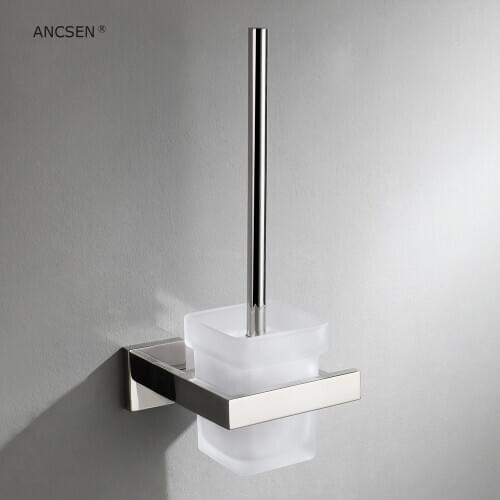 Toilet Brush Wall-Mounted Base Cleaning Brush Bath Toilet Brush Head Holder with Handle Cleaning Set Toilet Bowl Accessories