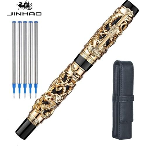 Jinhao Dragon and Phoenix Ballpoint Pen Luxury 0.7mm Nib Heavy Metal Rollerball Pen Business Gift Office Supplies