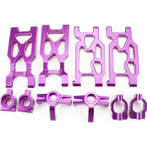 10 Pcs Aluminum Alloy Front Rear Suspension Arm Steering Cup Set for Wltoys 104001 1/10 RC Car Upgrade Parts